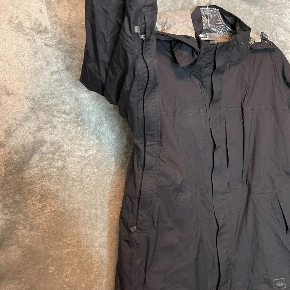 REI Elements E1 Rain Shell Jacket Mens L Full Zip Hooded Waterproof Outdoor